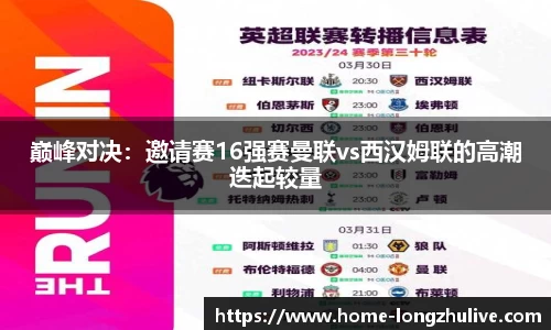 巅峰对决：邀请赛16强赛曼联vs西汉姆联的高潮迭起较量